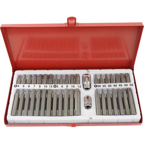JUEGO DE PUNTAS IMBUS SPLINE TORX 1/2 3/8 CRV 40 PIEZAS TALLER (1/3)