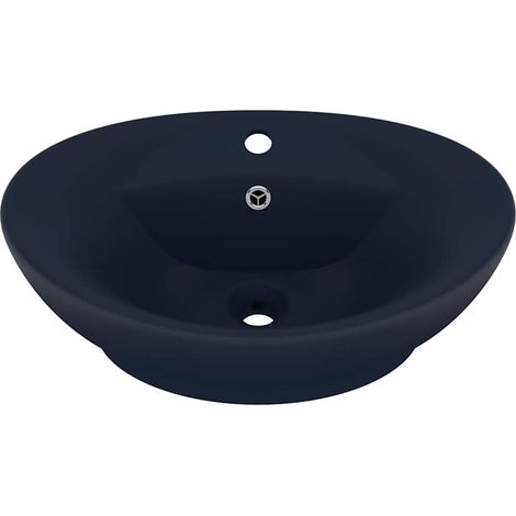 Luxury Basin Overflow Oval Matt Dark Blue 58.5x39 cm Ceramic vidaXL