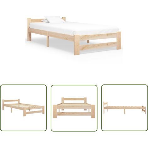 The Living Store Massivholzbett Kiefer 100x200 cm - Massivholzbette - Kiefernbett - Doppelbett - Bettgestell - Holzbett (1/5)
