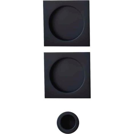 Kit pour porte coulissante bec de canne rosace carrée noire - NO021 (1/2)
