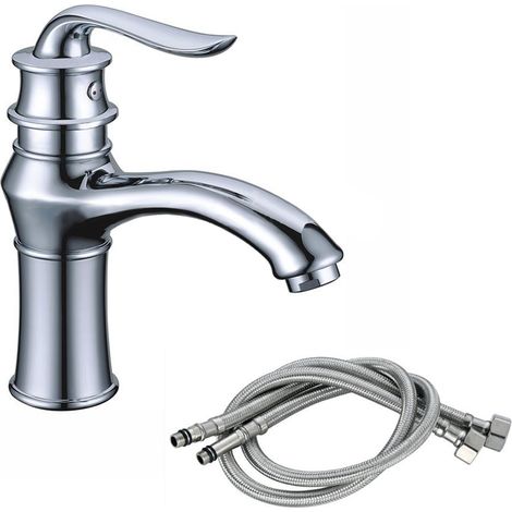 Robinet de lavabo, style rétro, robinets d'eau chaude et froide, chromé (1/5)