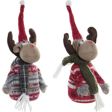 Decorazione Natalizia DKD Home Decor Poliestere Renna (2 pcs) (13 x 15 x 28 cm) (1/3)