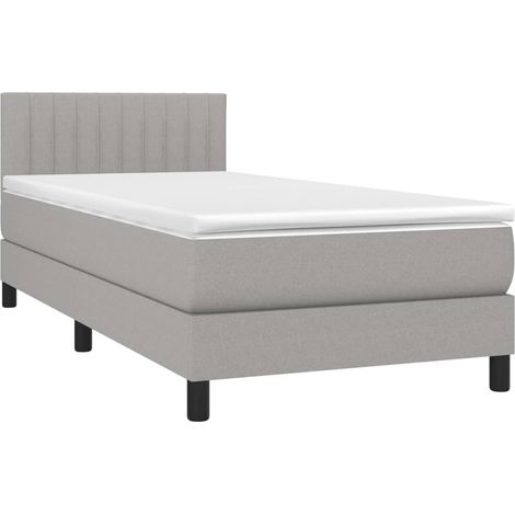 Struttura letto LED con testiera boxspring materasso 90x200 cm tessuto grigio chiaro TDL0209441