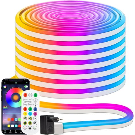 15M RGB Neon LED Strip Flexible Multicolor Control with APP / Remote Control, IP67 RGB Neon LED Strip, for Indoor Outdoor Decoration (1/5)