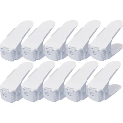 Set mit 12 Schuhfächern, Schuhstapel, verstellbare Schuhaufbewahrung, Schuhregal mit Doppelplattform, rutschfest, platzsparend für Zuhause und Reisen.