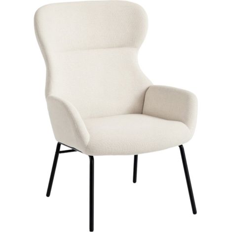 Fauteuil Moderne - Dossier Haut et Rembourrage Généreux - Tissu Crème et Structure Acier (1/5)