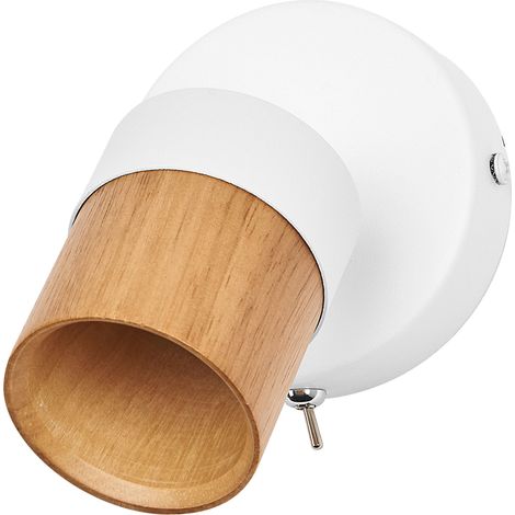 OSRAM OSRAM LED Spot Demi-Ligne Bois Plafonnier GU10, Spot mural, Décor Blanc/Bois, Acier/Bois de caoutchouc, orientable, ON/OFF