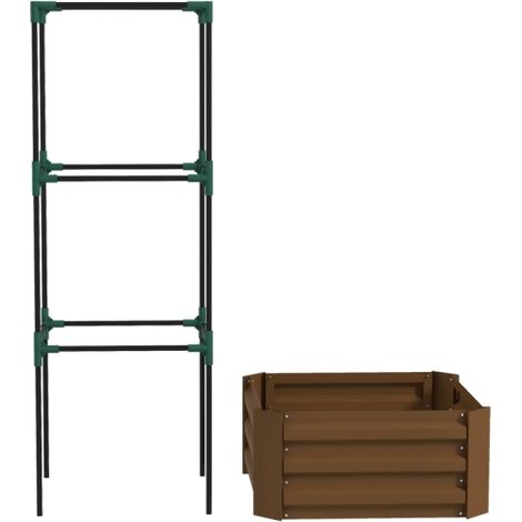 Carré potager avec treillis jardinière bois fond ouvert résistant aux intempéries marron 61x61x140cm