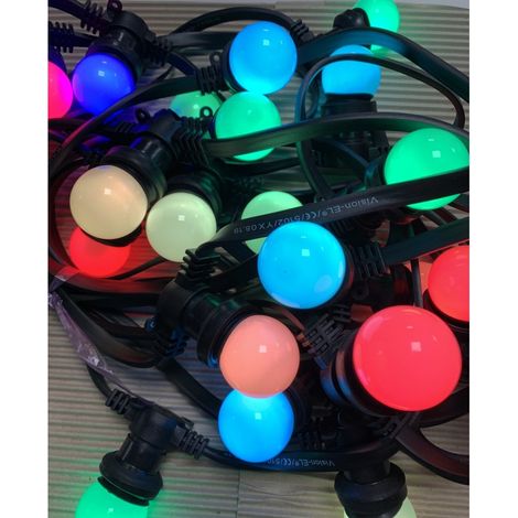 Guirlande guinguette RGB LED - 10M 20 ampoules B22 multicolores IP44 raccordable (1/5)