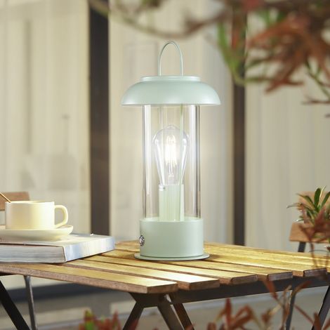 [NEUWERTIG] B-Ware Lindby Akkutischleuchte Yvette Grün Ip44 Touchdimmer Tischlampe Tischleuchte