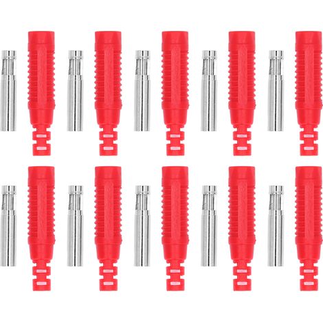 10 Connecteurs banane femelle laiton PA Jack fiche adaptateur tube isolant à sertir J.10031 Rouge (1/5)