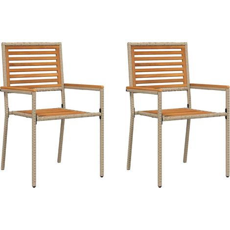 Lot de 2 Chaises empilables de jardin，Chaise d'extérieur Marron et beige CFW8081448 (1/5)