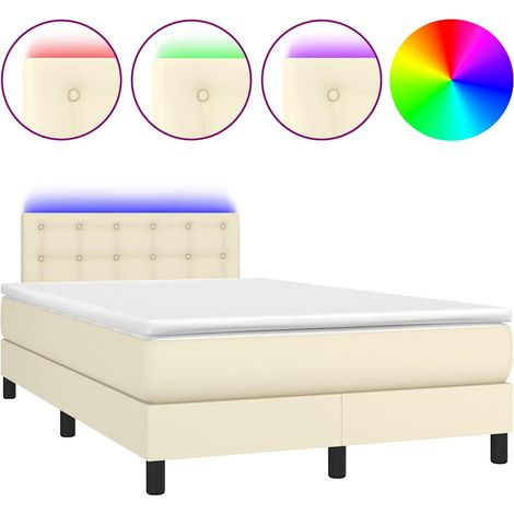 Maison Exclusive - Sommier à lattes de lit avec matelas et LED Crème 120x200 cm (1/5)