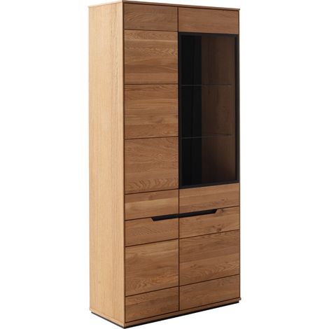Vitrine 2 portes coloris Chêne sauvage - Longueur 93 x Profondeur 41 x Hauteur 196 cm (1/4)