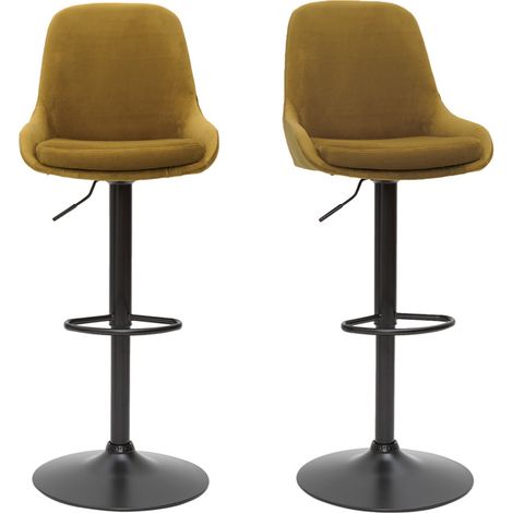 Tabourets de bar design réglables velours bronze (lot de 2) HOLO (1/5)