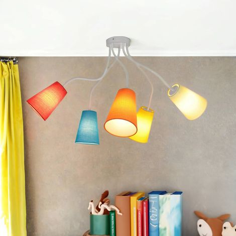 Bunte Deckenlampe Kinderzimmerlampe flexible Arme 5flmg (1/5)