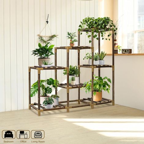 Plant Stand Indoor Plant Shelf Outdoor Wood Plant Rack for Multiple Plants 3 Tiers Ladder Plant Pot Holder for Living Room Patio Boho Home Decor for Gardening