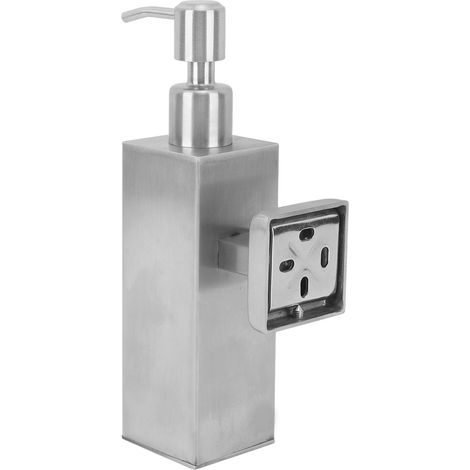 Distributeur de savon en acier inoxydable 304, antirouille, rechargeable, avec pompe à savon, pour cuisine et salle de bain, fixation murale, carré