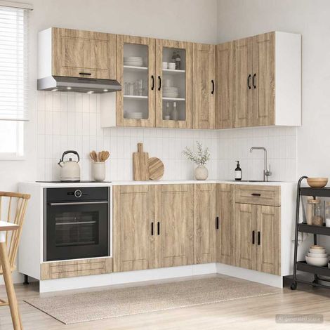 vidaXL Unité de cuisine PORTO 8 pcs Chêne Sonoma Bois d'ingénierie (1/5)