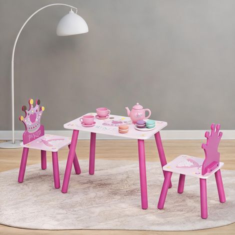 Ensemble table et chaises enfant rose en MDF 55 x 34 x 42 cm (1/5)