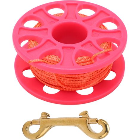 30M Plongée Touret Enrouleur Doigt avec Mousqueton Double Clip Orange Fluorescent Rose (1/5)