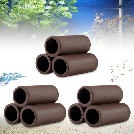 Lot de 3 cachettes en céramique pour aquarium accessoires de réservoir à poissons, décoration d'aquarium, grotte pour crevettes (1/3)