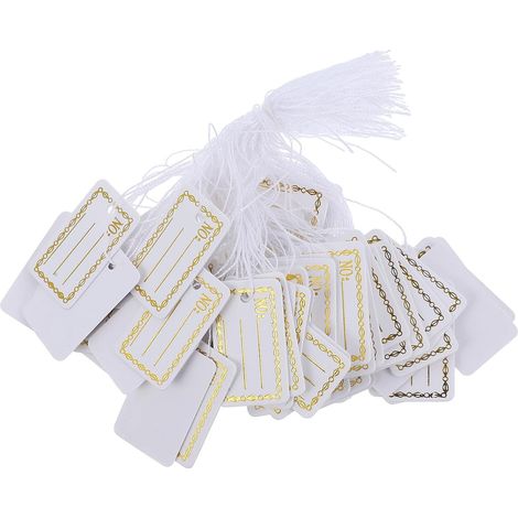 500 pièces étiquettes à main blanches avec lanière en papier