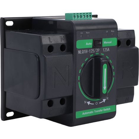 Commutateur de transfert automatique double puissance 125A 2P, changement de sortie 2 en 1, Mode de commutation automatique et manuel, Type d'isolation de niveau PC (1/5)