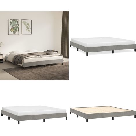 Bettgestell ohne Matratze Hellgrau 160x200 cm Samt - Samtbett - Doppelbett - Boxspringbetten - Bettrahmen - Bettgestell - Home & Living (1/5)