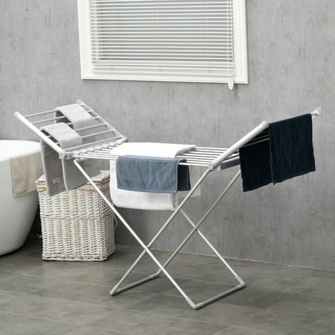 Stendibiancheria elettrico 144x53x91 cm, asciugatura rapida, pieghevole, alluminio, argento (1/5)