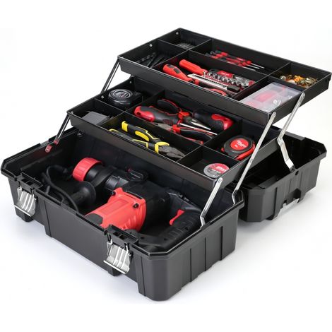 Caja de herramientas de alta gama negra triple capa reforzada 21 pulgadas (1/5)