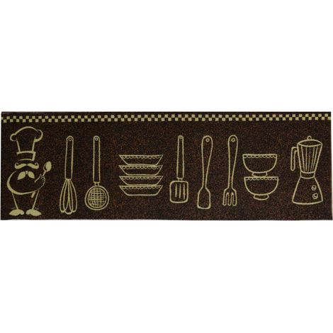 Tappeto pvc cucina marrone posate cm 120x50x0.6