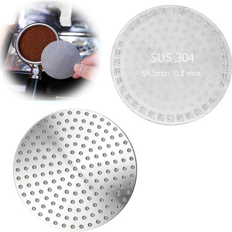 2 Pièces Passoire à Expresso 58 MM en Acier Inoxydable, Puck Screen Métallique Réutilisable 0,8 MM Ultra Fin, Filtre à Café pour Extraction Uniforme, Accessoire Compatible Porte-Filtre 58 MM (1/5)
