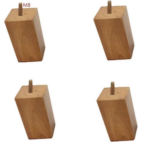 4er-Set Massivholz-Möbelbeine, quadratische Sofafüße, Ersatzfüße für Schränke, TV-Tische, Stühle, Hocker, Kommoden, Betten, 8 cm (3,2 Zoll), Holzfarbe