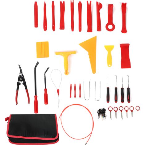 Kit de 51 outils de démontage de garnitures auto, haute résistance, ergonomique, pour panneaux, portes et audio, idéal pour sellerie automobile (1/5)