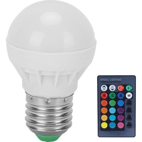 Ampoule LED RGB+W 3W E27 avec télécommande, lampe colorée 85265V pour décoration intérieure (1/5)