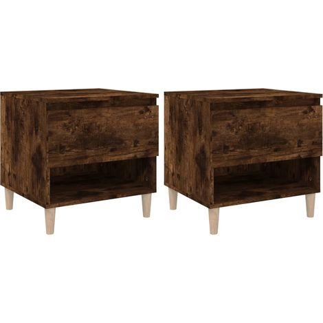Juego de 2 mesitas de noche con cajón y compartimento abierto 50 x 46 x 50 cm madera contrachapada marrón DEC035148