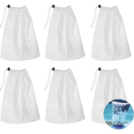 Lot de 6 Sacs de récupération de Rechange, en Filet, avec Cordon de Serrage, pour aspirateur de Piscine, pour Attraper Les Feuilles et Les Petites saletés (1/5)