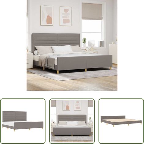 Stoffbett - Bettgestell mit Kopfteil Taupe 200 x 200 cm Stoff (1/5)