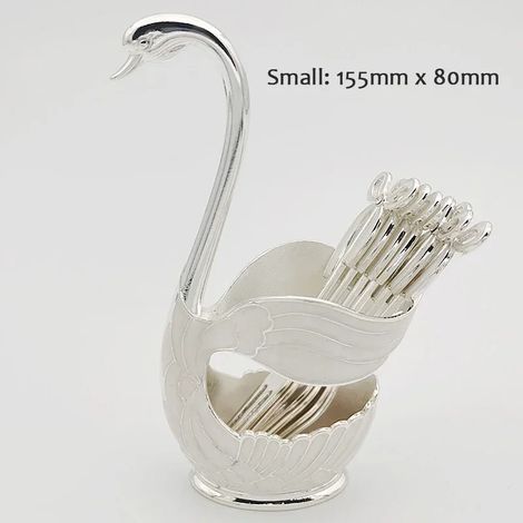 (Blanc, 6 fourchettes) Porte-couverts en forme de cygne, rangement luxueux pour les couverts, décoration de cuisine élégante.
