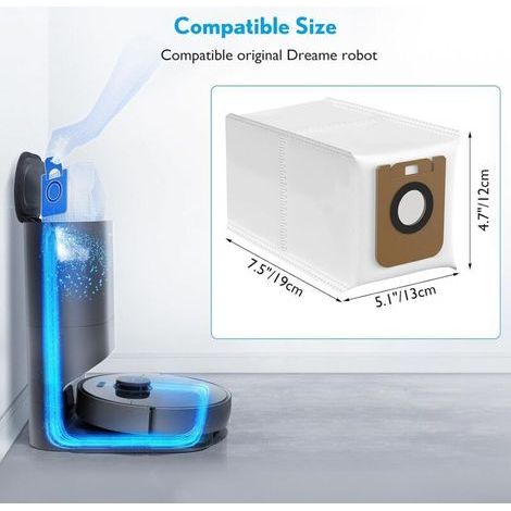 Sac à poussière 10 pièces pour aspirateur robot Dreame D10 Plus/Dreame D10s Plus, kit d'accessoires de sac d'aspirateur compatible avec Dreame D10/D10s Plus (1/4)