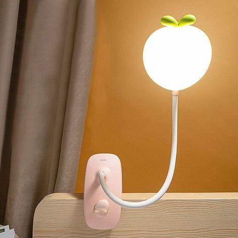 LED Lampe À Pince Pour Lit Enfant, Flexible À 360° Liseuse Lampe Clipsable 3 Modes Éclairage Et 5 Intensité Variable, Lampe De Bureau Led Sans Fil Rechargeable USB Pour Livre Au Lit (Rose) (1/5)
