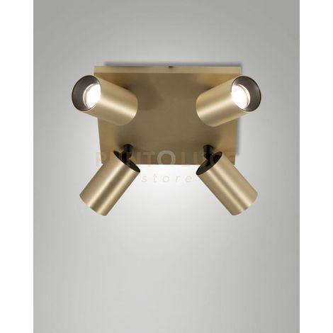 FLORES SPOT 4 LUCI OTTONE SATINATO ORIENTABILE ATTACCO GU10