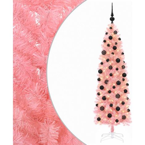 Artificial Slim Christmas Tree with Bauble 180 cm 300 LEDs vidaXL (1/5)
