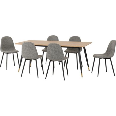 Hamilton & Athens Large Indoor Dining Set - Medium Oak Effect/Grey