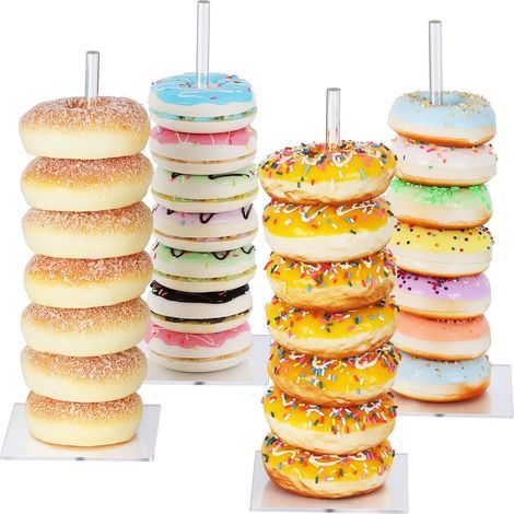 Présentoir à beignets transparent couleur 11,511,530cm 4 fond carré acrylique transparent tour à beignets support dessert table anniversaire mariage (1/5)