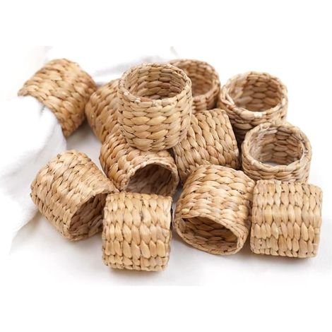 12 pcs ronds de serviette jacinthe, rustiques, pour décoration de table de mariage, Noël ou anniversaire