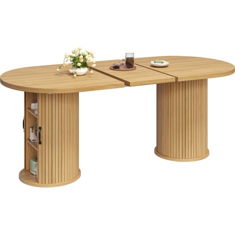 CHICFURN Mesa de comedor extensible 150-190x80x75 cm MDF y metal natural, ahorro de espacio (1/5)