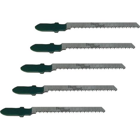 5 Lames Scie Sauteuse Universelle CV Lu. 50 x 1,3 mm TPI - Affûtée Dépoulliée - Coupe Courbe Bois Dessus/Dessous - Diamwood