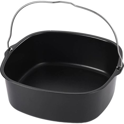 Plat à four réutilisable pour friteuse à air chaud, compatible lave-vaisselle avec revêtement antiadhésif, idéal pour le poulet rôti, les frites et les pâtisseries, noir, 21,6 cm x 18 cm x 17,5 cm (1/5)